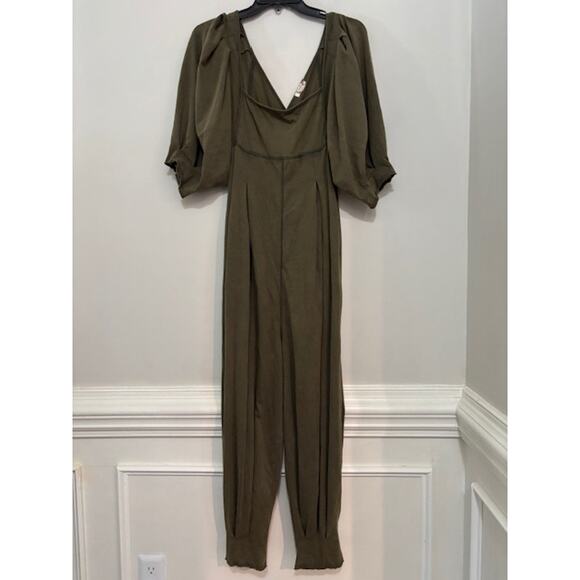 Free People Intimately Lotta Love Romper Pleated Jumpsuit Puff Sleeve XS - Picture 2 of 8